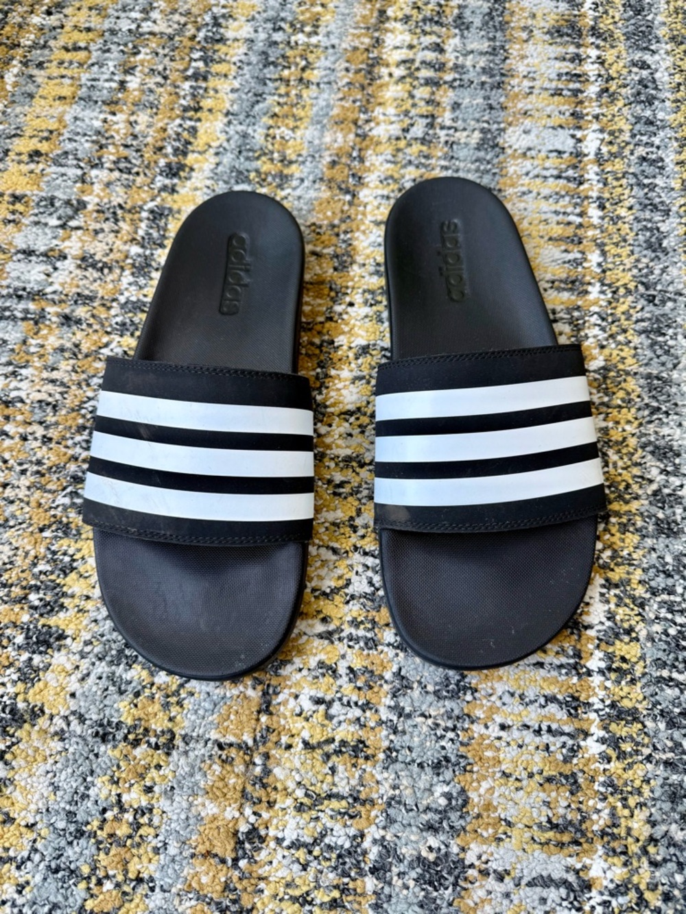 adidas Black and White Adilette Slide Sandals